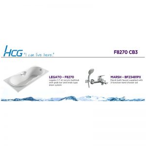 HCG PACKAGE F8270 CB3 LEGATO 1.7M BATHTUB COMBO