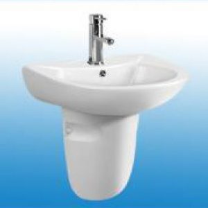 SWAN INDIVIDUAL YLB8035B WALL HUNG LAVATORY W/SEMI PEDESTAL WHITE