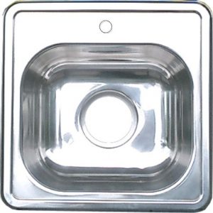 DURATECH S/S BAR SINK W/S-HOLE #SB1515 15" X 15" X 6"